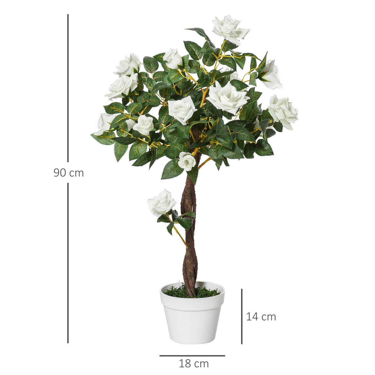 KUNSTPFLANZEN 18/18/90 cm weiß aus Kunststoff mit Topf - Weiß, Kunststoff (90cm) - OKWISH