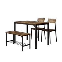 ESSTISCH-SET Fyrk Schwarz/Eiche rustikal 110 x 70 cm 4 Teile - Wildeiche/Schwarz, Holzwerkstoff (110/75/70cm) - Vicco