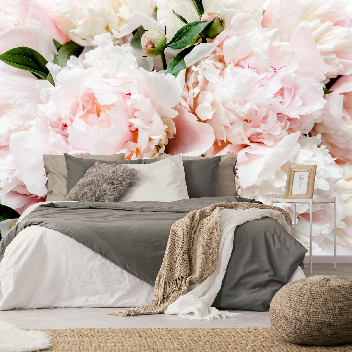 FOTOTAPETE für Schlafzimmer Rosa Zarte Pfingstrosen Natur 250x175 - Rosa/Weiß, Papier (250/175cm) - Muralo