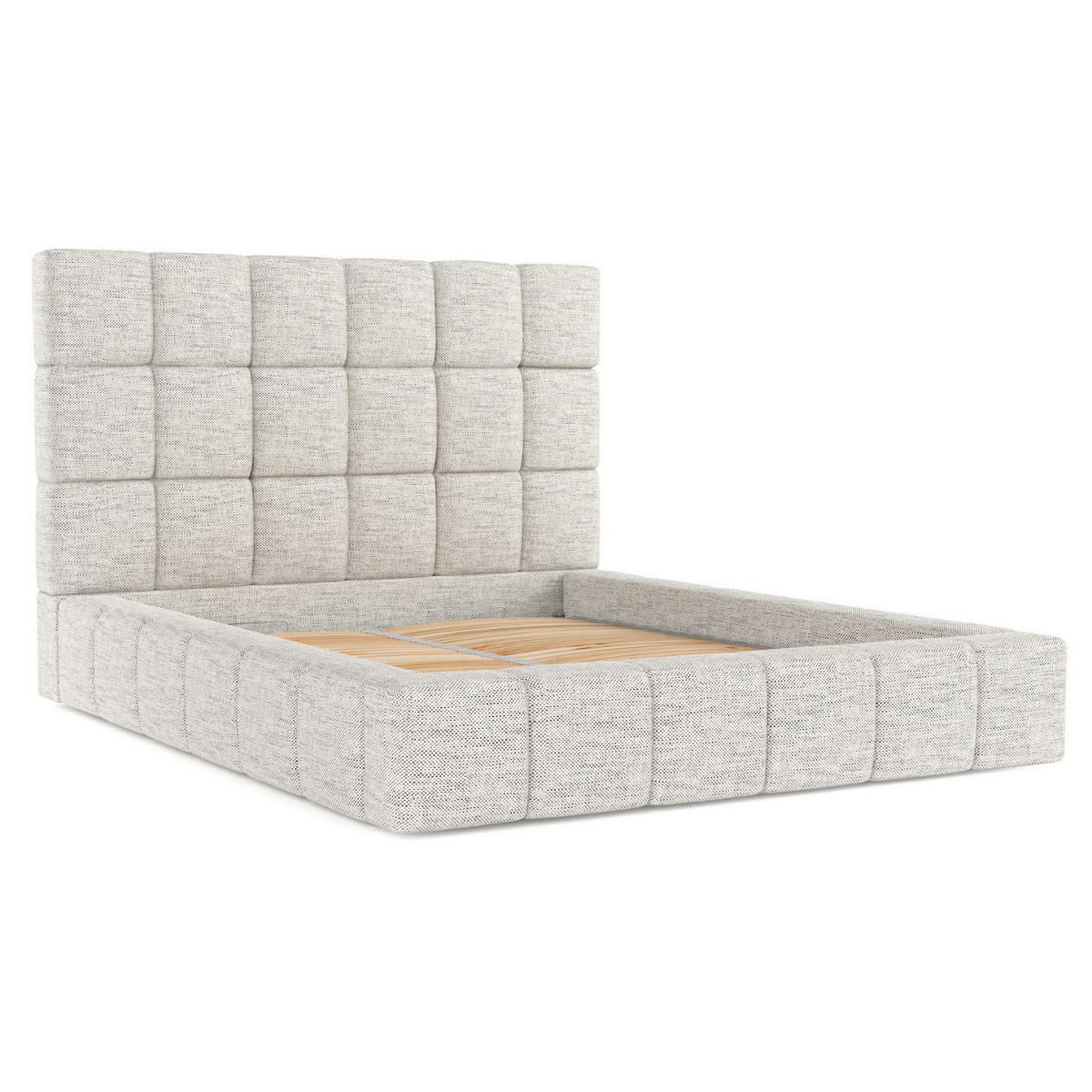 POLSTERBETT Skiathos mit Stauraum 180/200 cm Hellgrau im Modesto Stoff - Hellgrau/Schwarz, Holz/Holzwerkstoff (180/200cm) - AltaBeds
