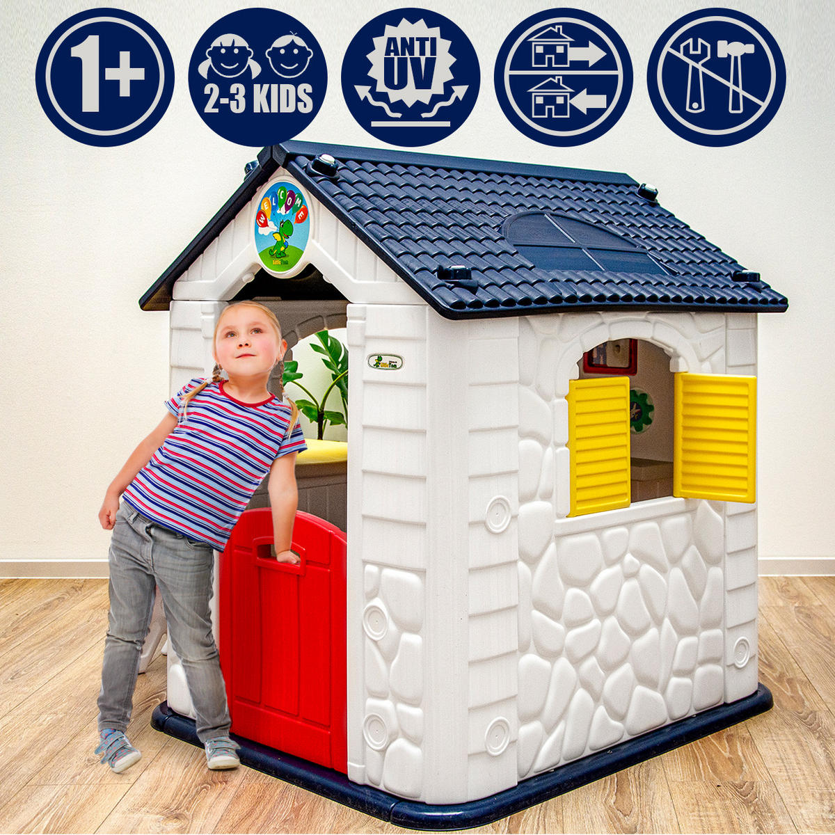 SPIELHAUS mit Tisch 95/104/118 cm, Weiß - Weiß, Kunststoff (95/118/104cm) - Littletom