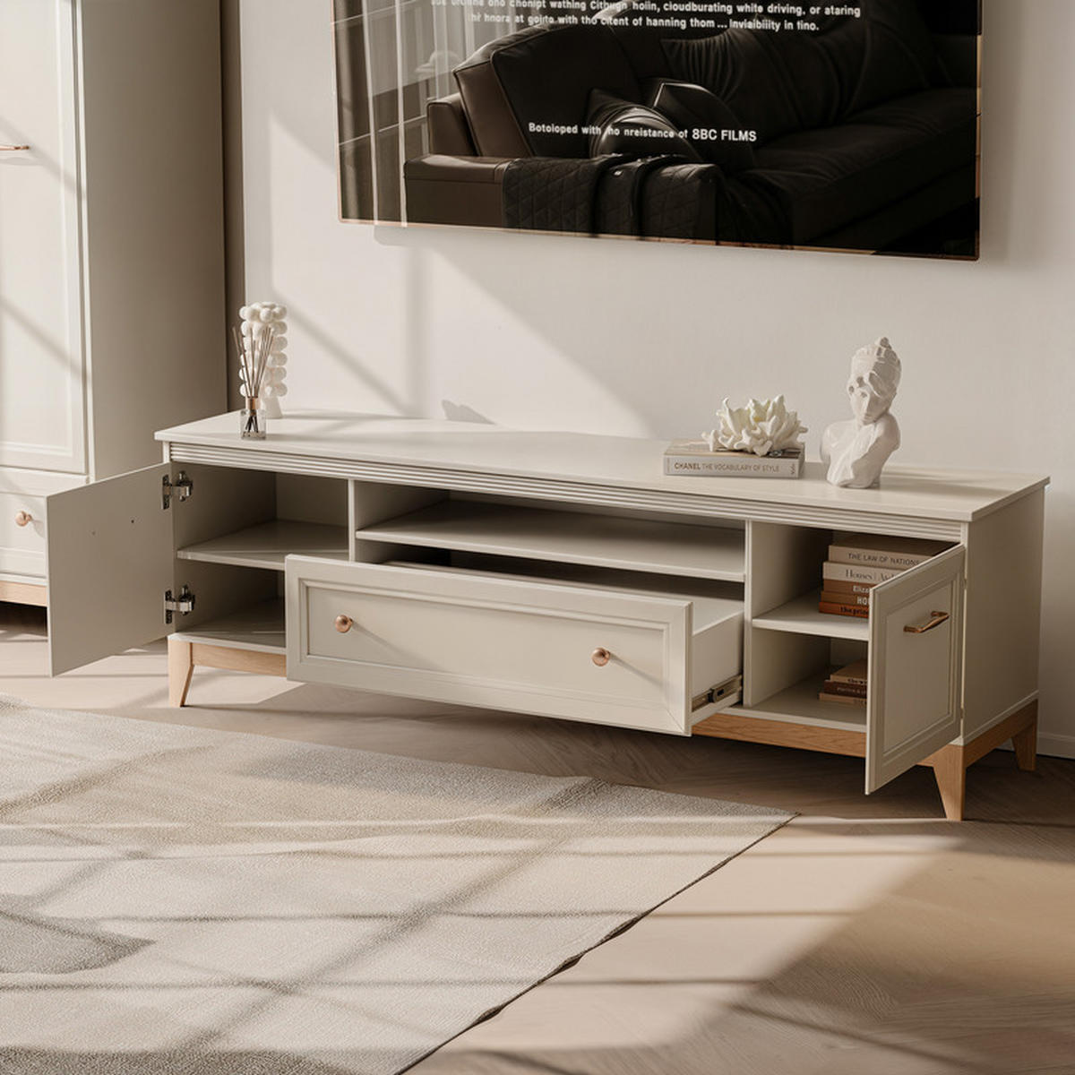 TV-LOWBOARD DIUNA 179 cm, Kaschmir - Kaschmir, Holzwerkstoff/Kunststoff (179/61.5/40.5cm) - Idohome