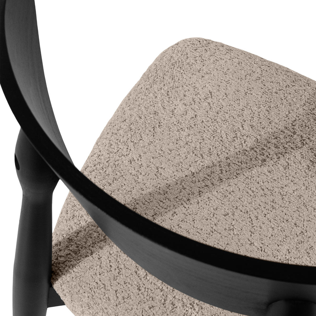 HOLZSTUHL RABI Küchenstuhl, 2-er Stuhl, Bouclé - Beige/Schwarz, Holz/Textil (47/79/45cm) - KONSIMO®