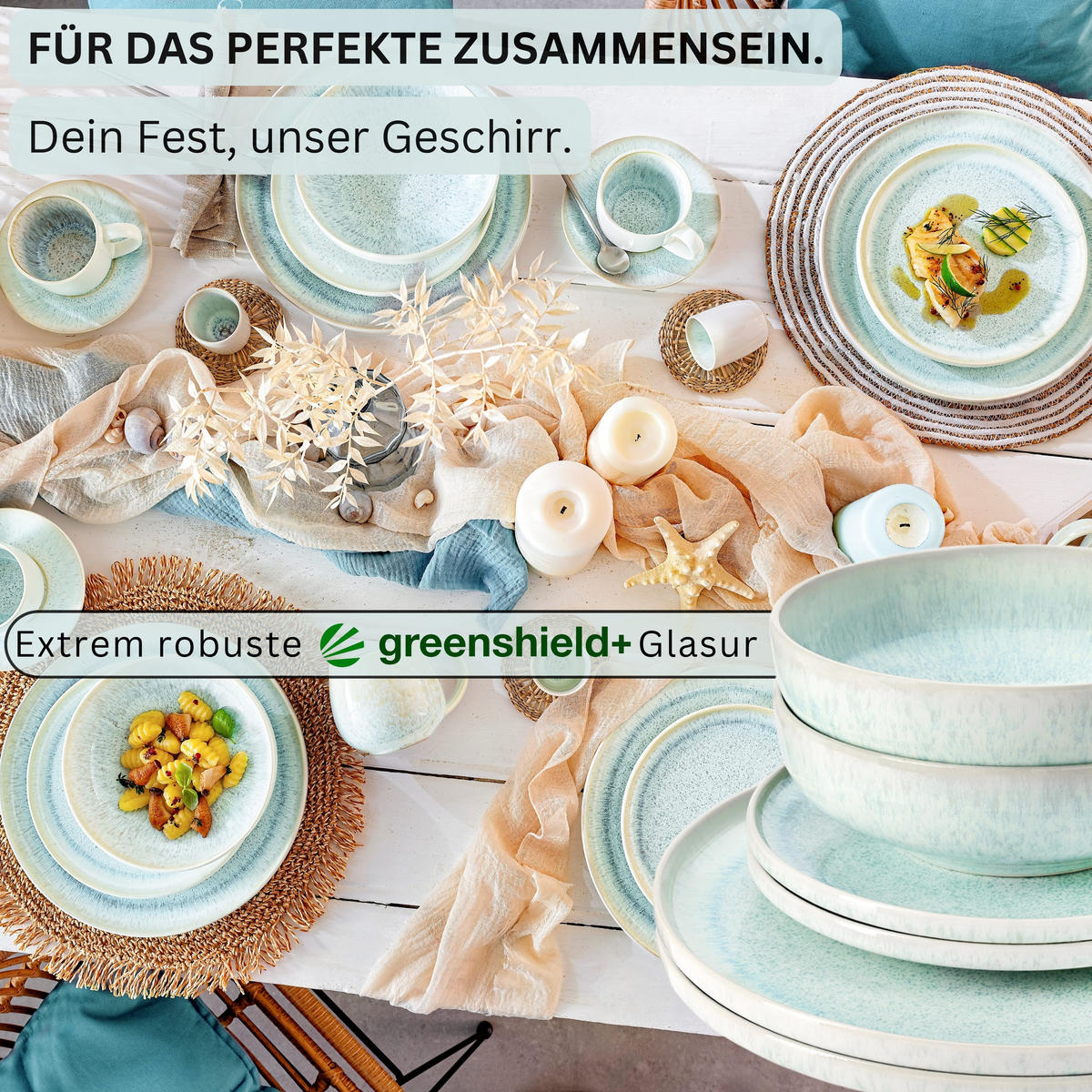 KAFFEEBECHER Set Paros 4 teilig - Türkis, Stein (0.3L) - Sänger