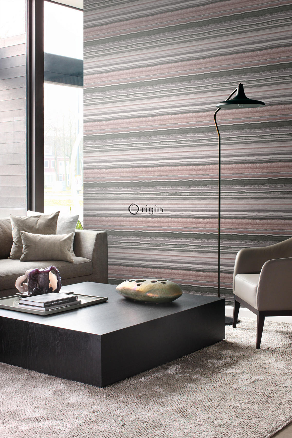 TAPETE Marmor-Optik 53 cm x 10.05 m - Rot, Papier (53/1000cm) - Origin Wallcoverings