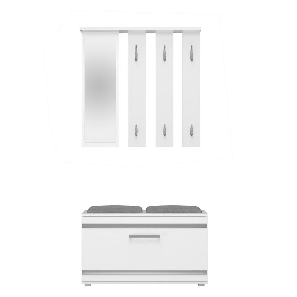 GARDEROBE set de mobilier pentru hol cu oglindă, alb 85/180/35 - alb, compozit lemnos (85/180/35cm) - RAUMHIRSCH FURNITURE