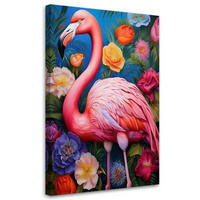 WANDBILD flamingo tierblumen - Multicolor, Textil (40/60cm) - Feeby