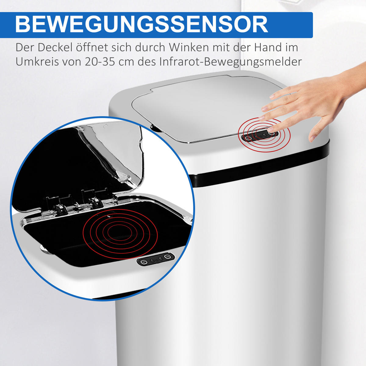SENSOR Mülleimer, Edelstahl, ABS, Silber - Silberfarben, Metall (25/84/33cm) - HOMCOM