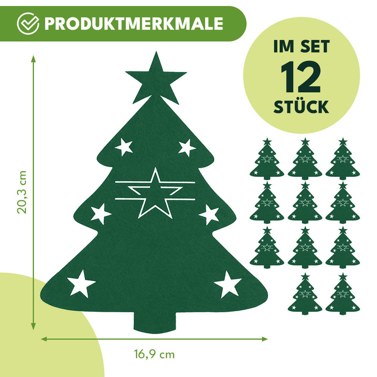 BESTECKTASCHE Weihnachtsdeko Tisch 12er Set - Grün, Textil (16.9/20.3/20.3cm) - KRUMAD