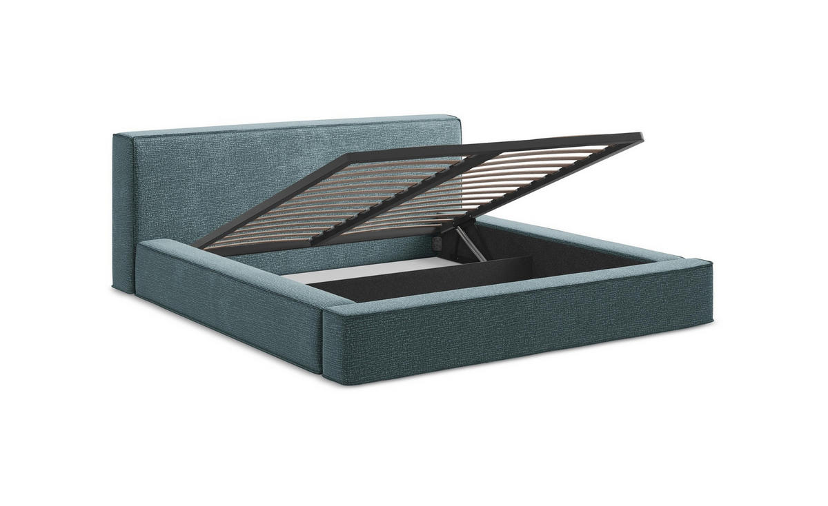 POLSTERBETT mit Bettkasten und Lattenrost 210x215 Orange - Terracotta/Schwarz, Kunststoff/Textil (160/200cm) - Makamii