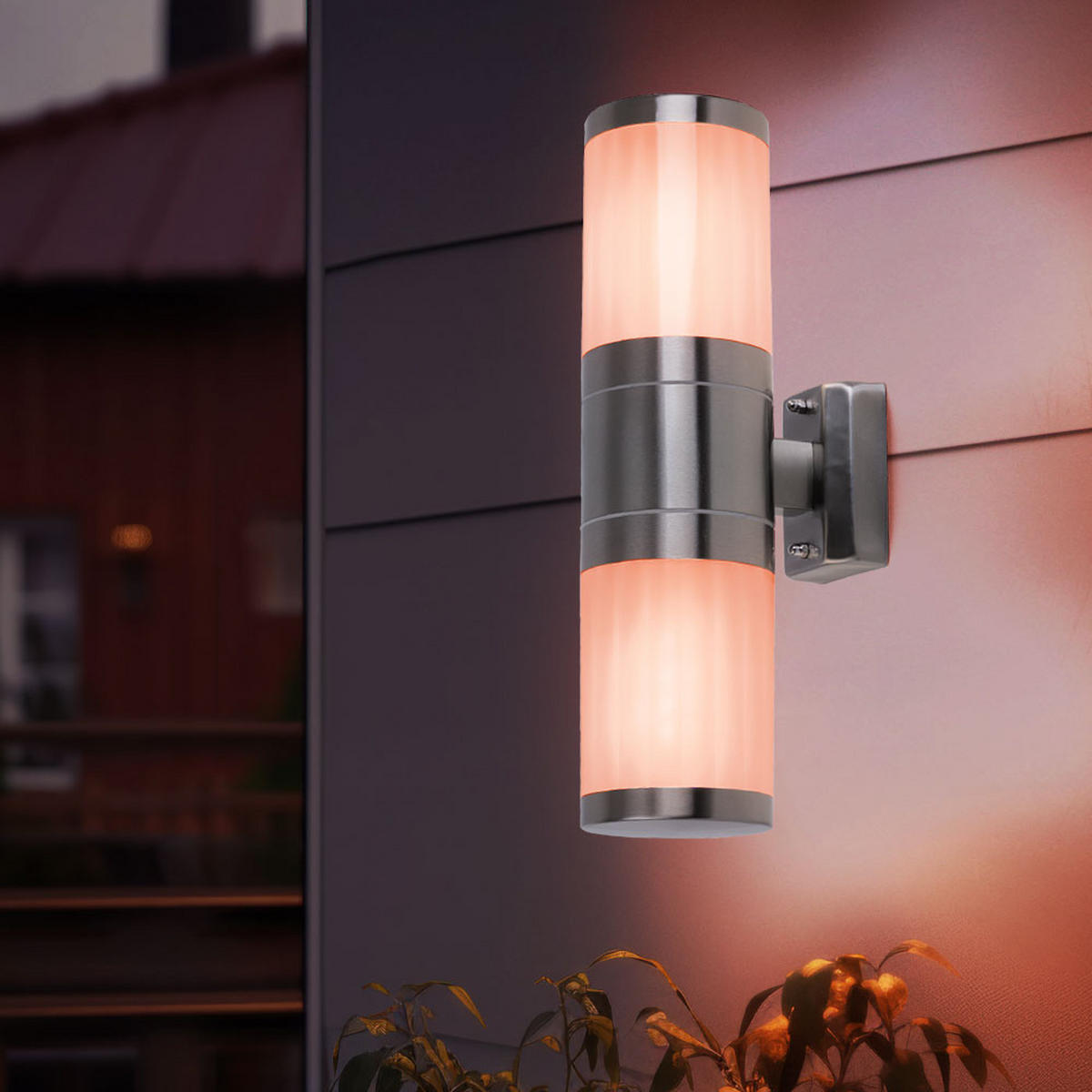 LED AUSSEN-WANDLEUCHTE Edelstahl Silber 2er Set - Silberfarben, Metall (15.5/38/15.5cm) - Globo Lighting