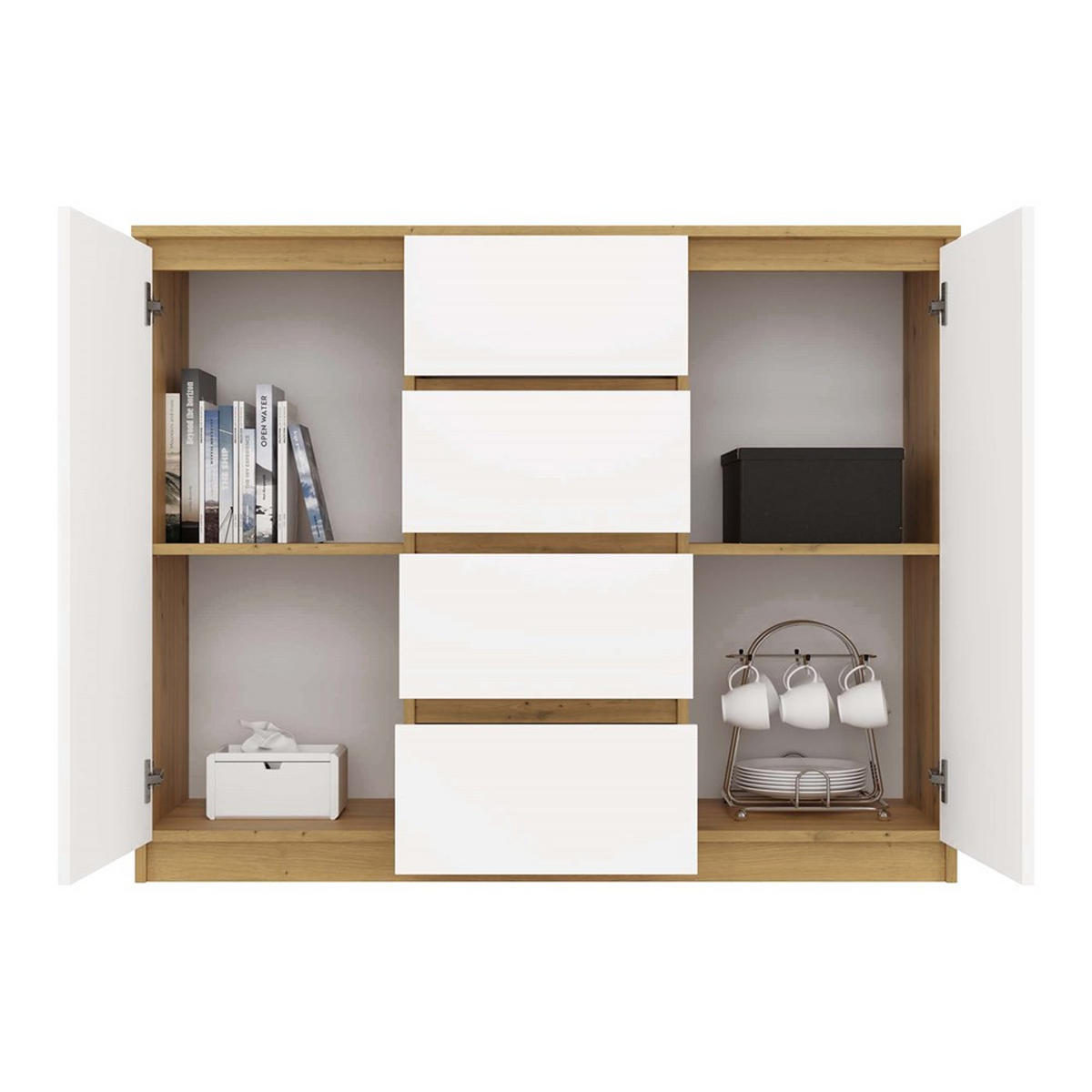 KOMODA Artisan, bílá 120/97/40 - bílá, kompozitní dřevo (120/97/40cm) - RAUMHIRSCH FURNITURE