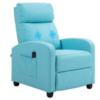 MASSAGESESSEL,8 Programme Fernbedienung Liegefunktion Fußstütze,blau - Blau, Leder (88/98/68cm) - Vallsero