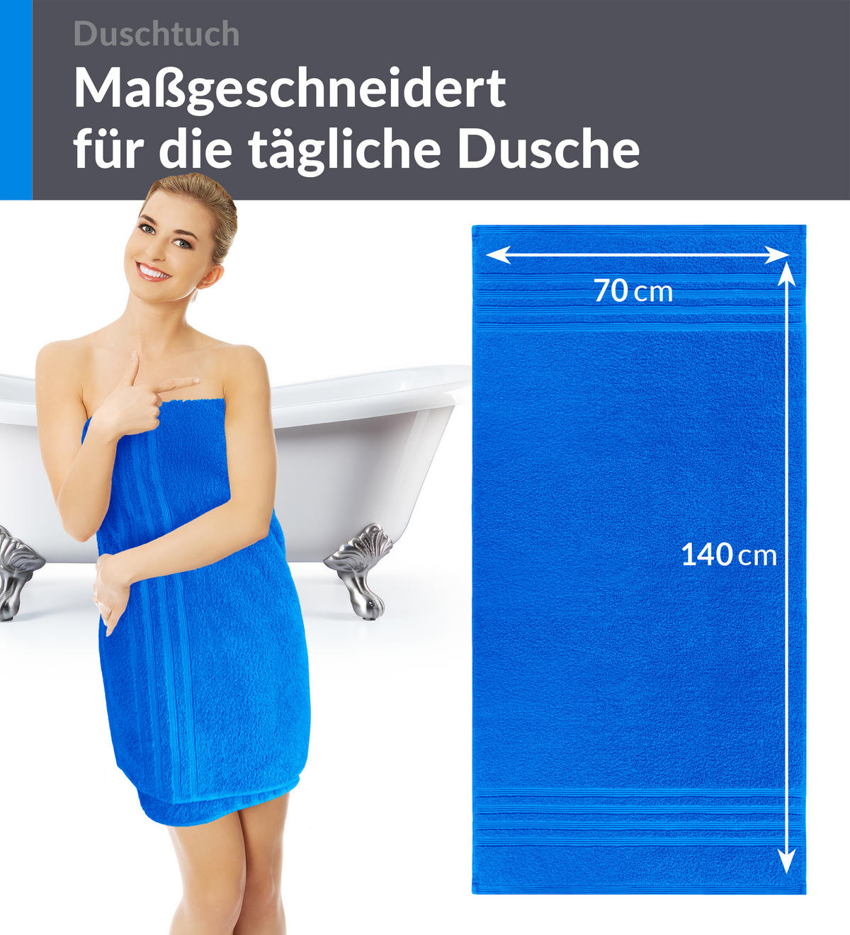 DUSCHTUCH London Karibik Blau 2er Set 70x140 - Hellblau, Textil (70/140cm) - Lashuma