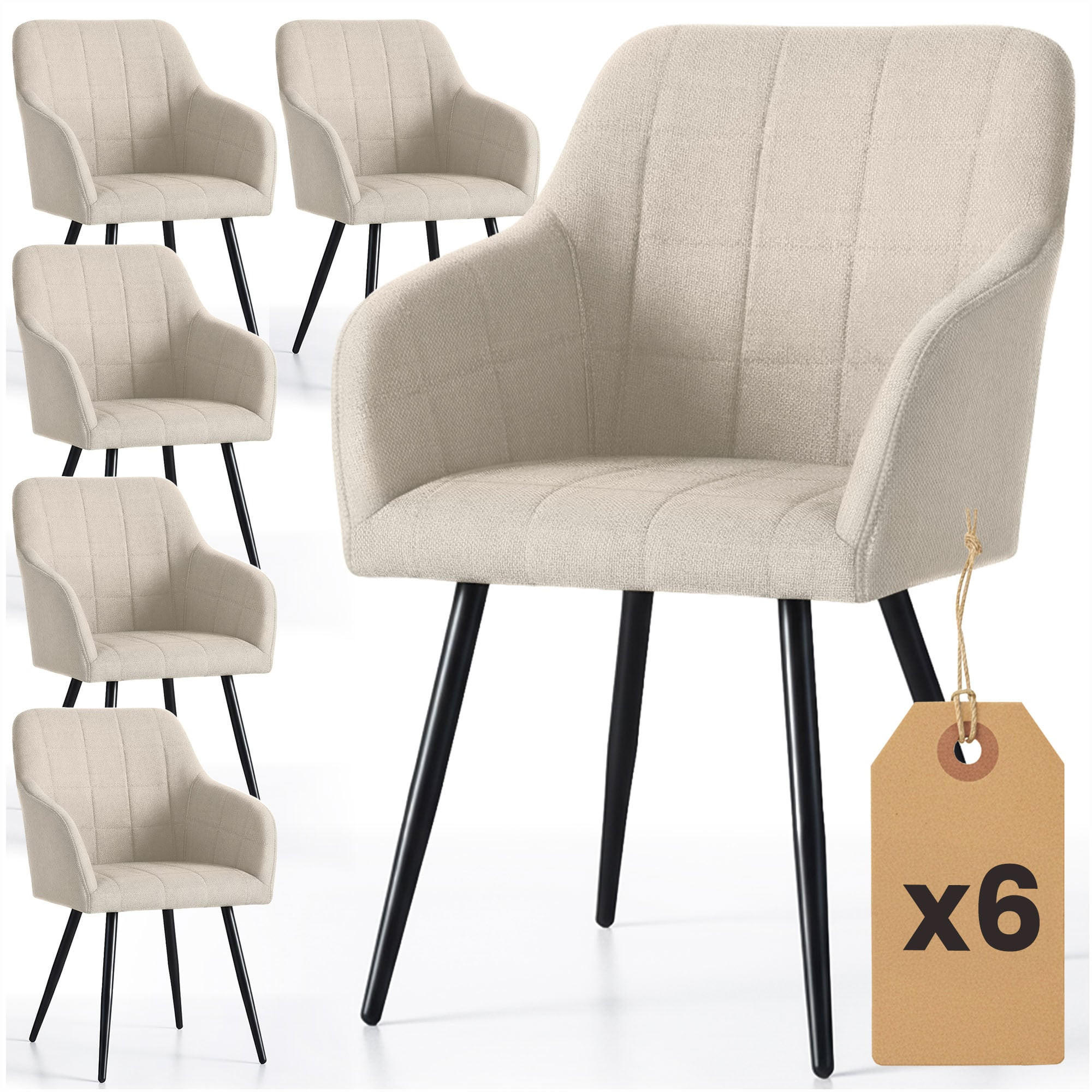 ČALÚNENÁ STOLIČKA, sada 6 ks, kovové nohy, čierna, X 54/82/58 - čierna, textil (54/82/51cm) - RAUMHIRSCH FURNITURE