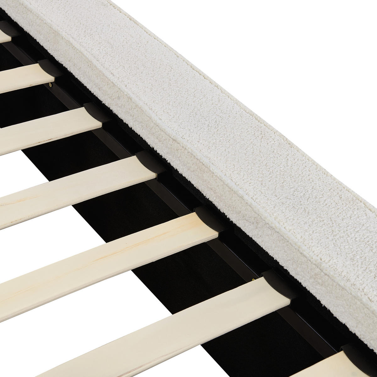 POSTELJA z letvenim dnom 160/200 bouclé kremasto bela Mirande - krem, tekstil (160/200cm) - Beliani