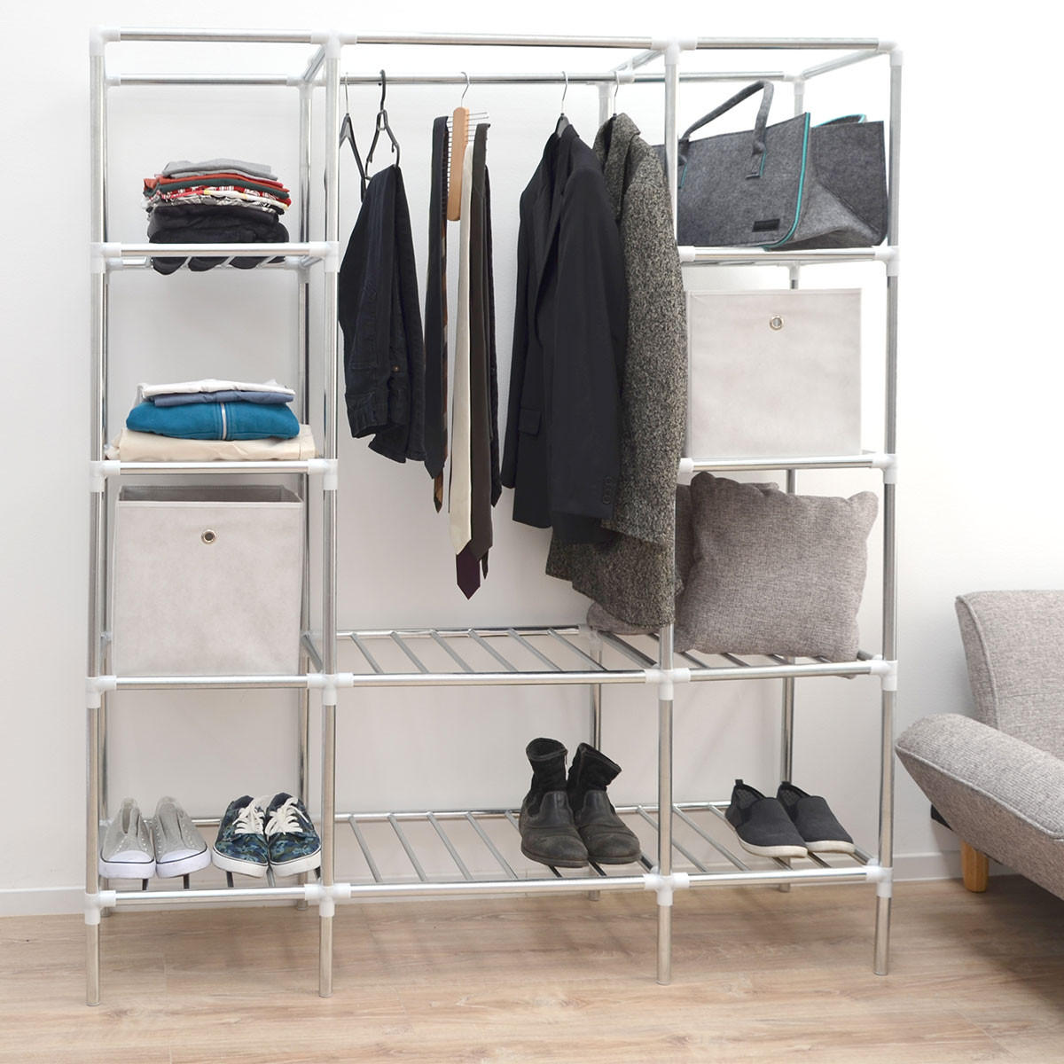 XXL-METALL-KLEIDERSCHRANK 178x148x44,5 cm - Silberfarben, Metall (44.5/178/148cm) - eyepower