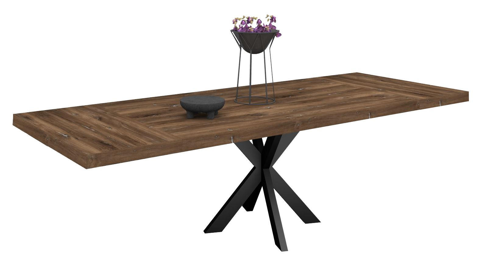 ESSTISCH Elgin 1 210-310x80x100 Metall+Holzwerkstoff Schwarz/Zinneiche - Mooreichefarben/Schwarz, Holzwerkstoff (210/100/80cm) - 58aufmkessel