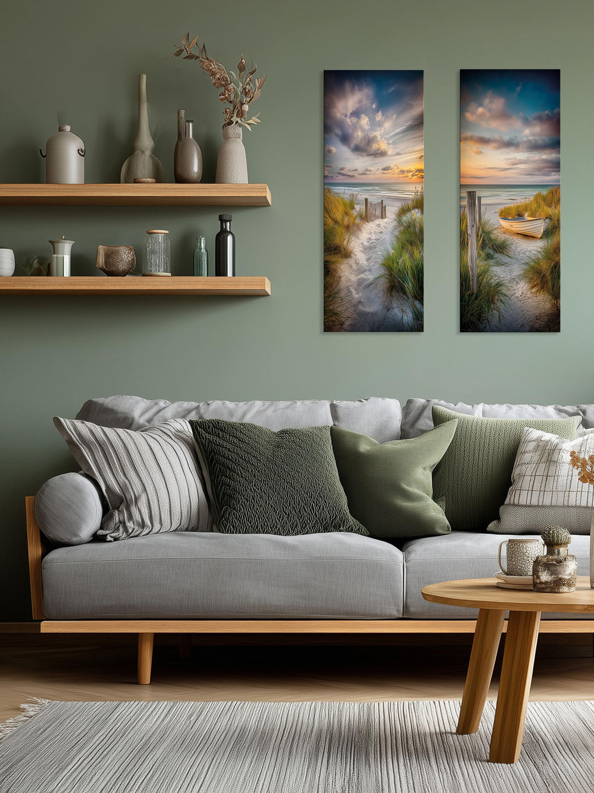 GLASBILD 30x80 cm Strand und Meer - Gelb, Glas (30/80cm) - artissimo