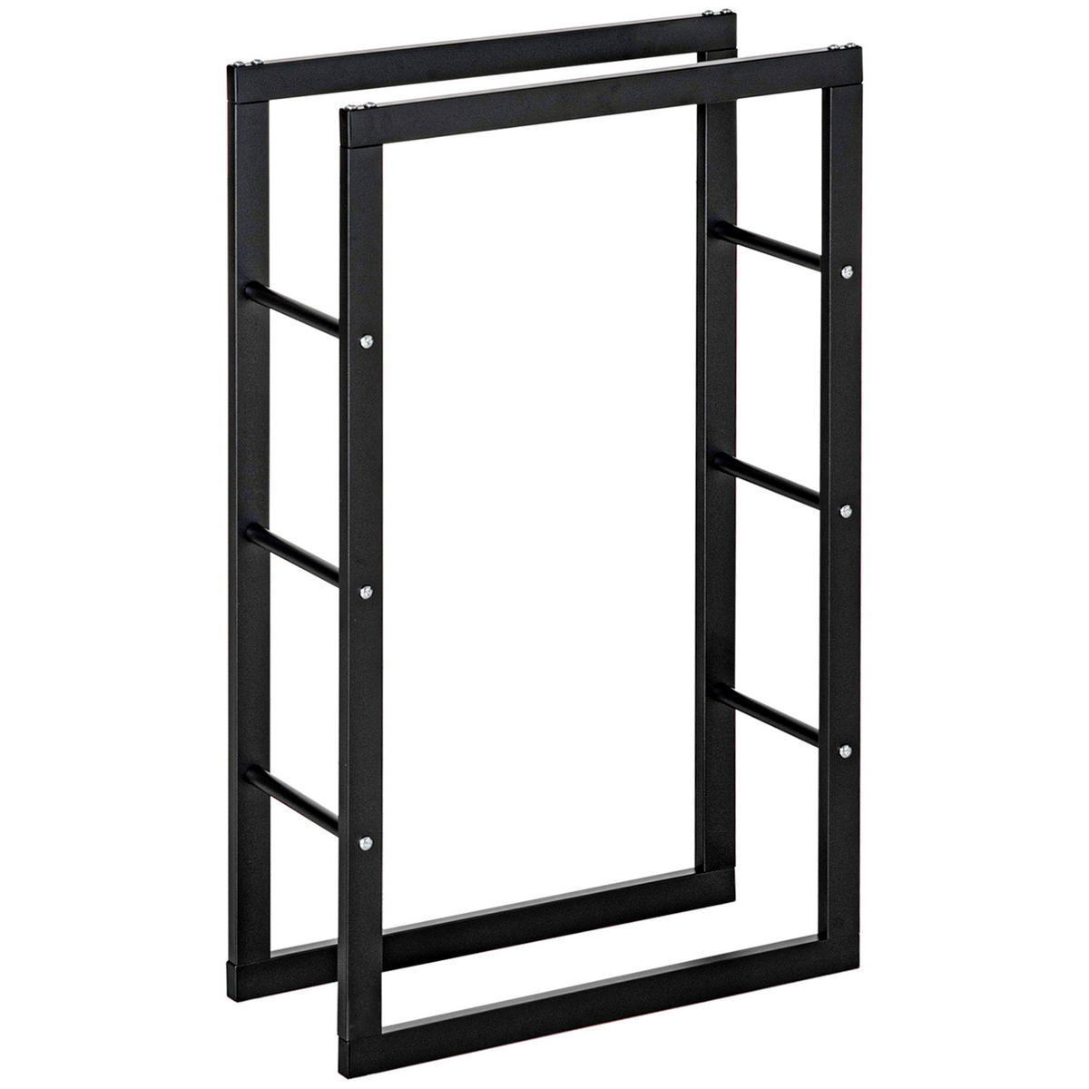 KAMINHOLZREGAL, Stahl, Schwarz, 60L x 25B x 100H cm - Schwarz, Metall (25/100/60cm) - HOMCOM
