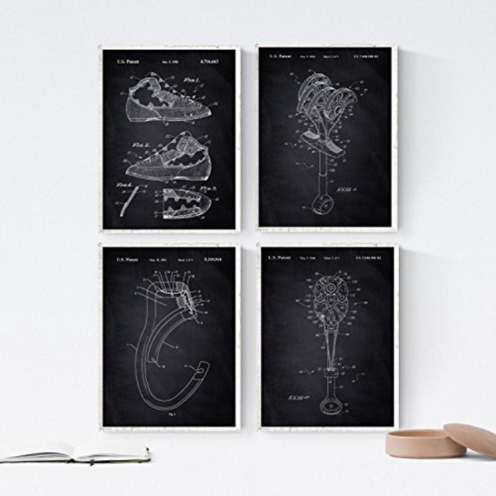 POSTER Set mit 4 Schwarz KLETTERN Patenten A4 Rahmenlos - Klar, Papier (29.7/3cm) - Nacnic