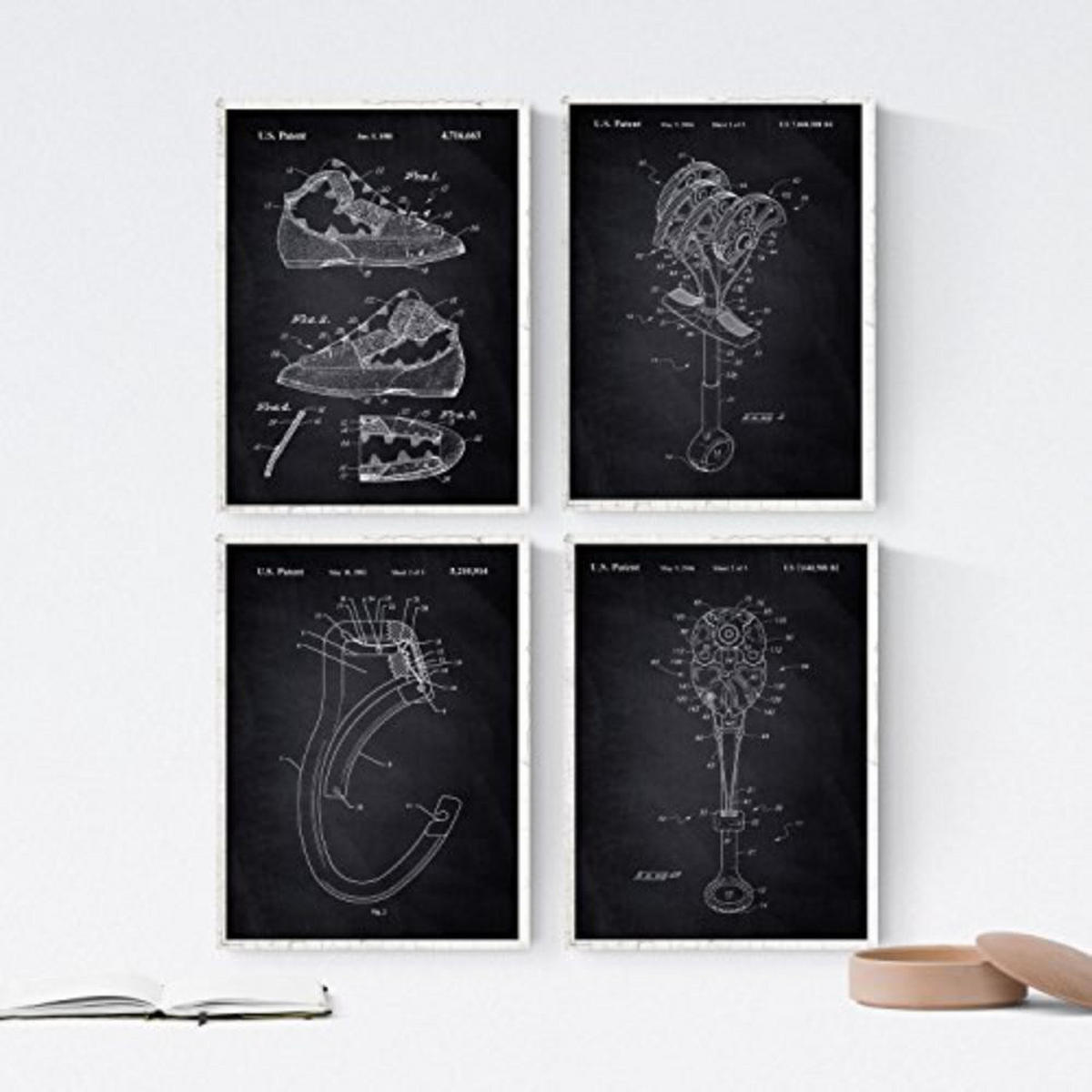 POSTER Set mit 4 Schwarz KLETTERN Patenten A4 Rahmenlos - Klar, Papier (29.7/3cm) - Nacnic