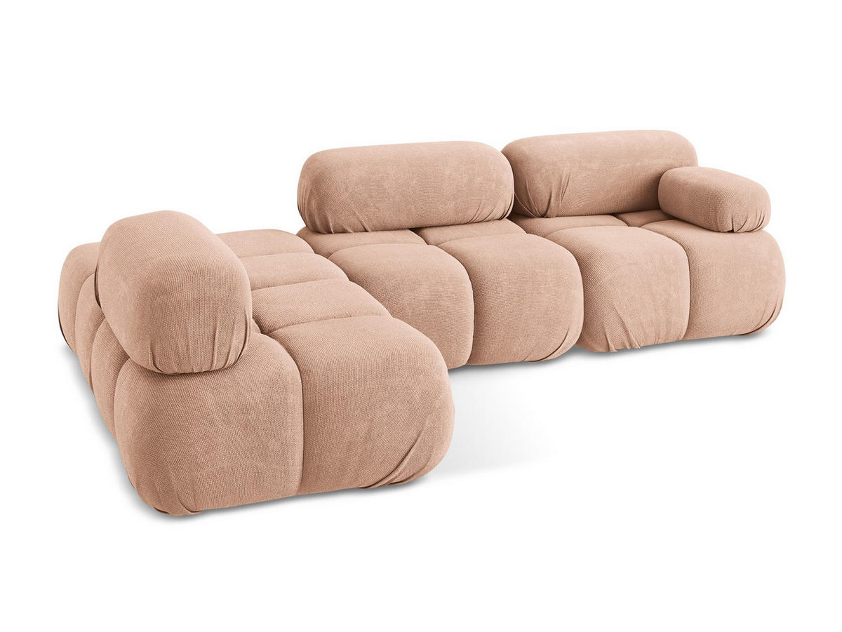 ECKSOFA Links Chenille Stoff Pink - Pink/Koralle, Kunststoff/Textil (190/285cm) - Makamii