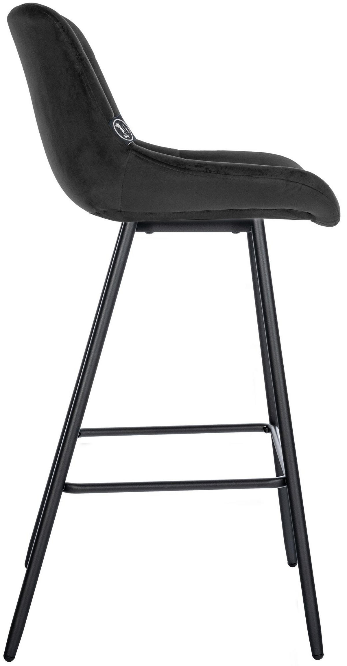 BARHOCKER Samt schwarz - Schwarz, Textil/Metall (49/104/56cm) - CLP