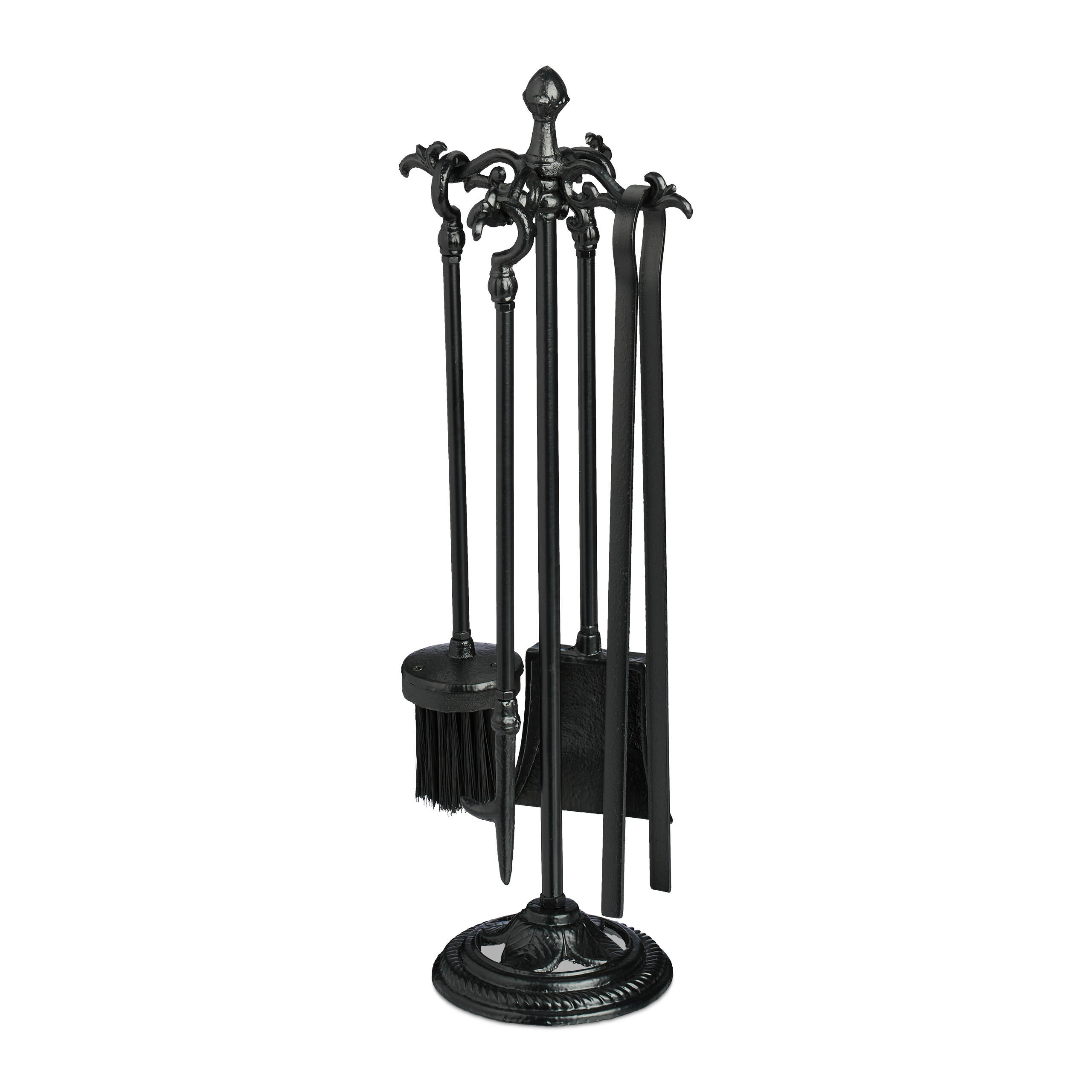 5-TLG.KAMINBESTECK-SET - Schwarz, Metall (18/51/18cm) - Relaxdays