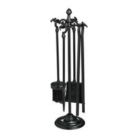 5-TLG.KAMINBESTECK-SET - Schwarz, Metall (18/51/18cm) - Relaxdays