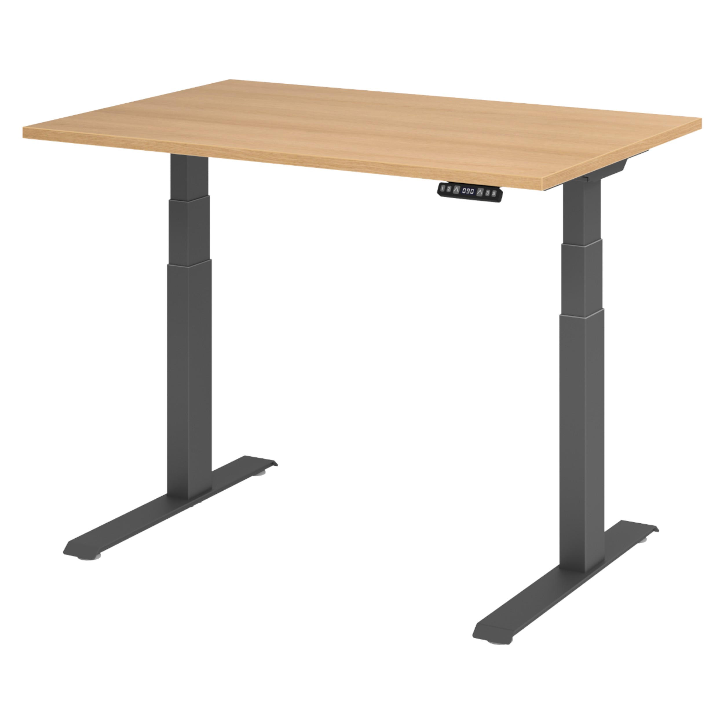 SCHREIBTISCH elektrisch XDKB 80/120/74 cm in Eichefarben/Graphitfarben - Eichefarben/Graphitfarben, Holzwerkstoff (80/120/74cm) - bümö