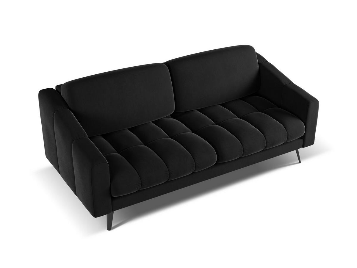 3-SITZER SOFA Samt Stoff Schwarz - Schwarz, Textil/Metall (202/80/95cm) - Makamii
