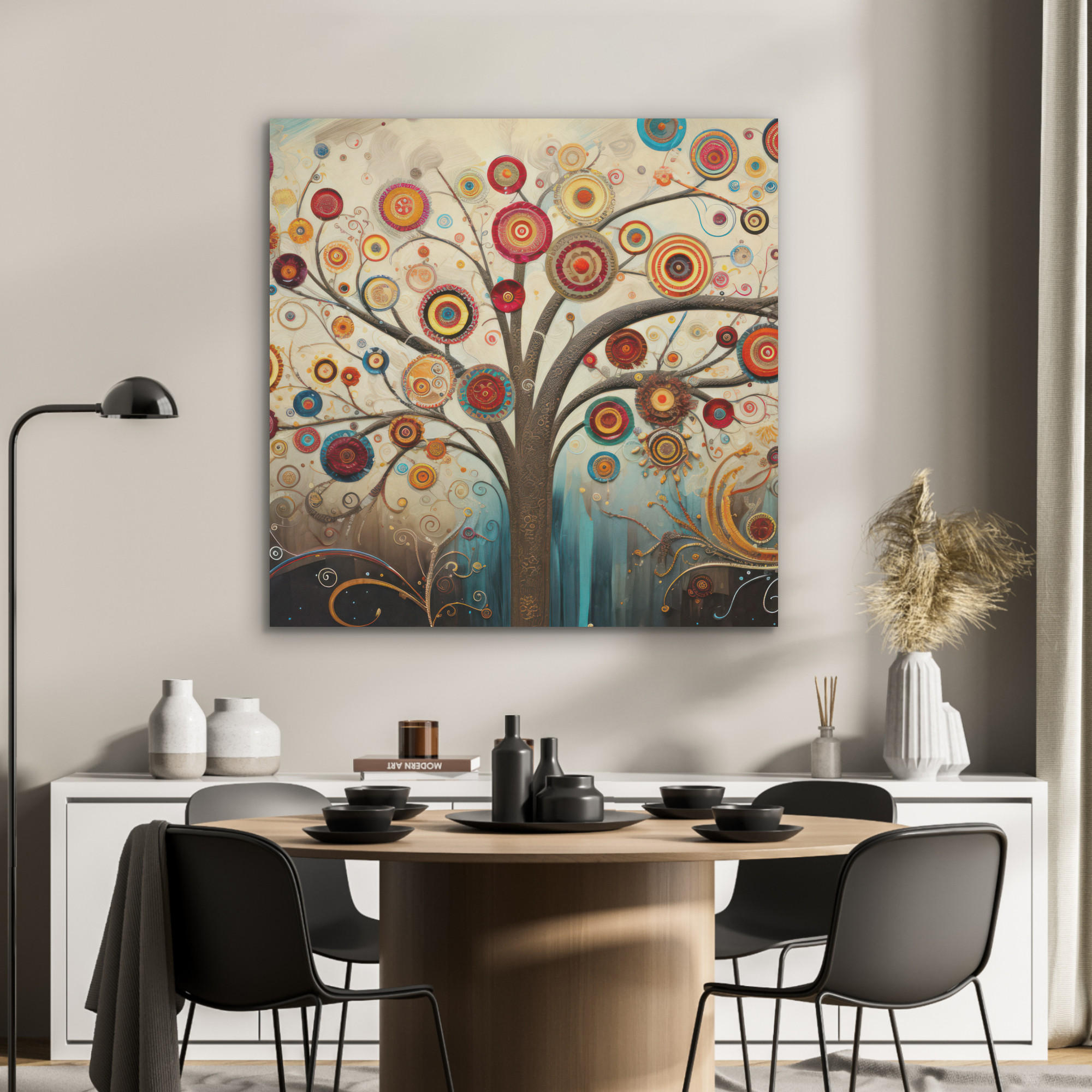 AKUSTIKPANEEL Baum - Baum des Lebens - Farbe 90x90 cm - Braun, Textil (90/0.9/90cm) - MuchoWow