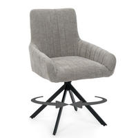 STUHL LUINO drehbar gepolsterter mit Steppung - hellgrau - Chenille - Hellgrau/Schwarz, Textil/Metall (58/87/60cm) - NEW HOME