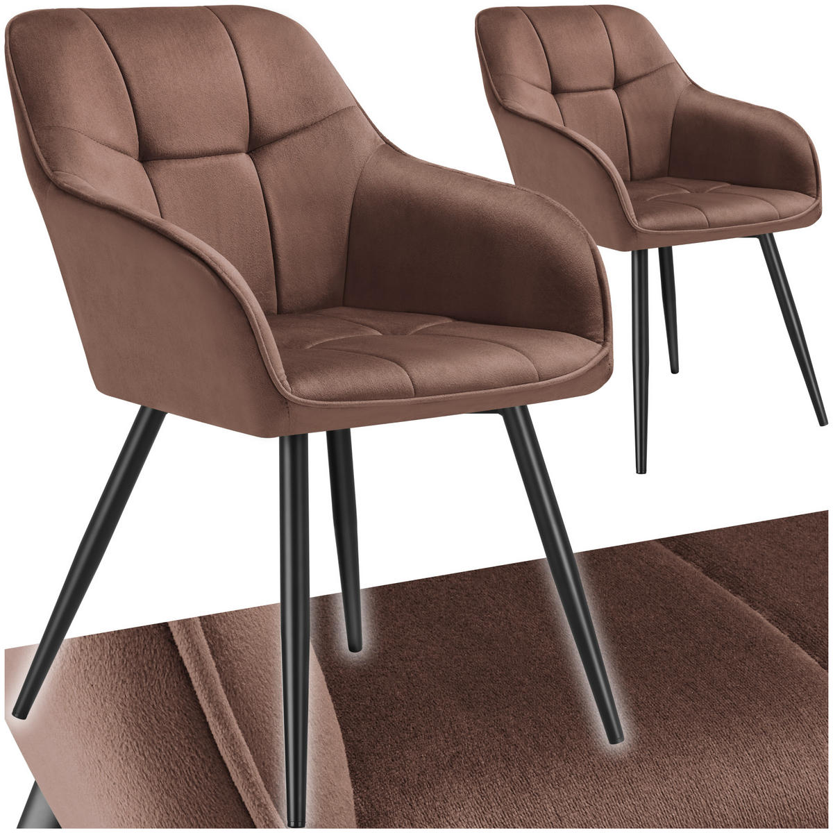 ESSZIMMERSTUHL 2er Set Marilyn 58 x 62 x 82 cm braun/schwarz - Schwarz/Braun, Kunststoff (58/82/62cm) - tectake