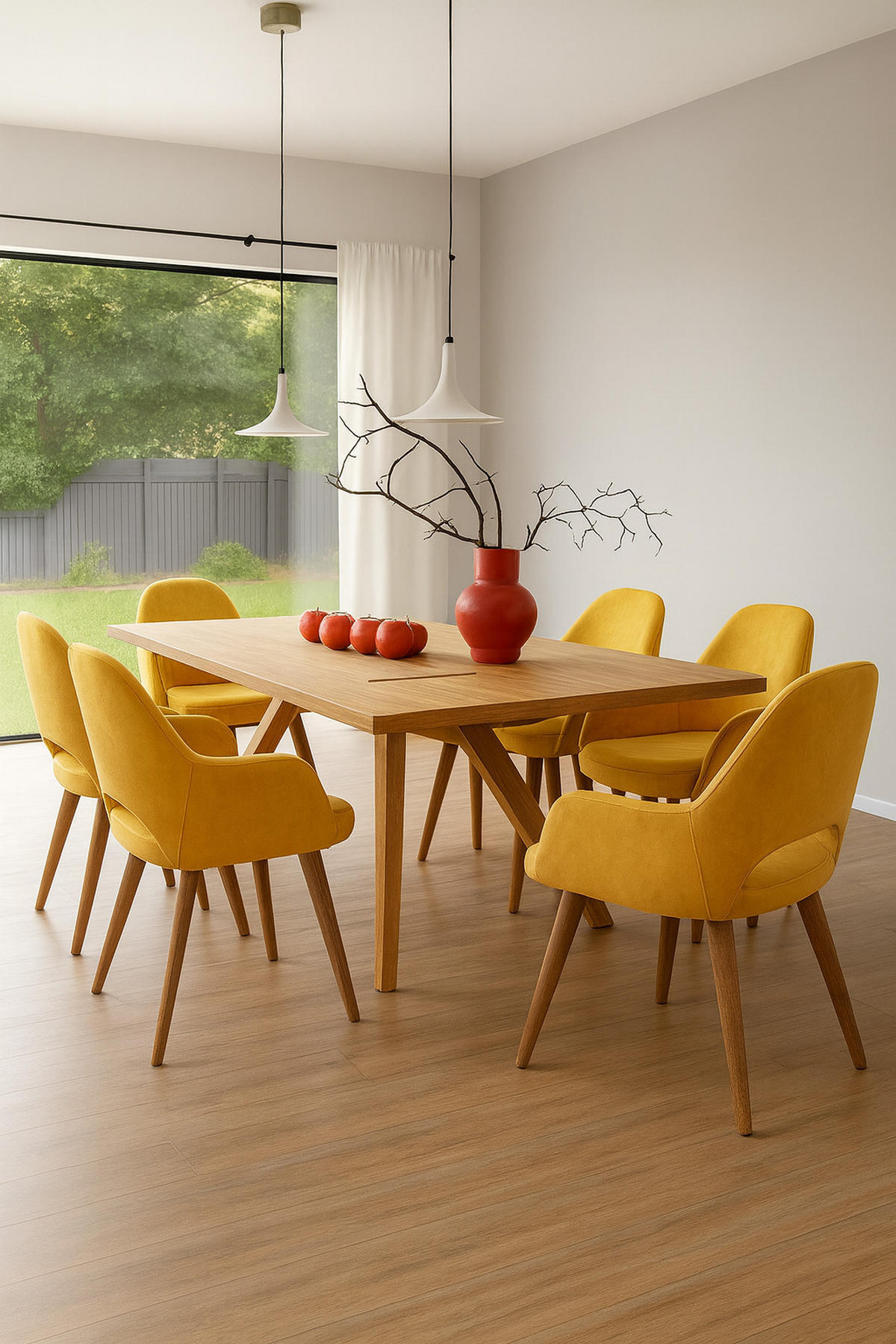 STUHL WINSTON mit Holzbeinen - Gelb, Holz/Textil (57/92/55cm) - Stuhlmann