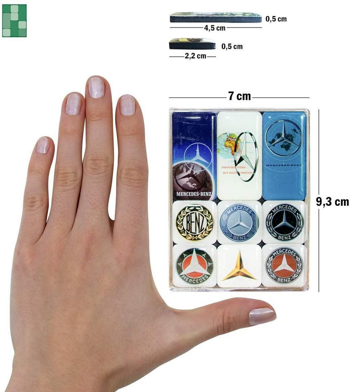 MAGNETSET 9-teilig Mercedes-Benz Logo Evolution - Multicolor, Metall (7/9/2cm) - Nostalgic-Art