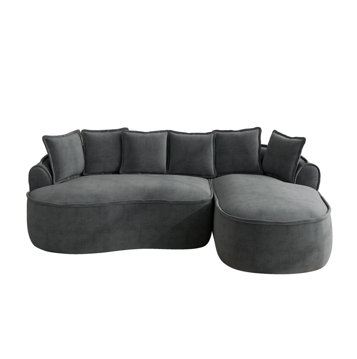 ECKSOFA 252/164/67 cm modular 122 cm grau aus Chenille mit Chaiselongue und Kissen - Grau, Textil (164/252cm) - OKWISH