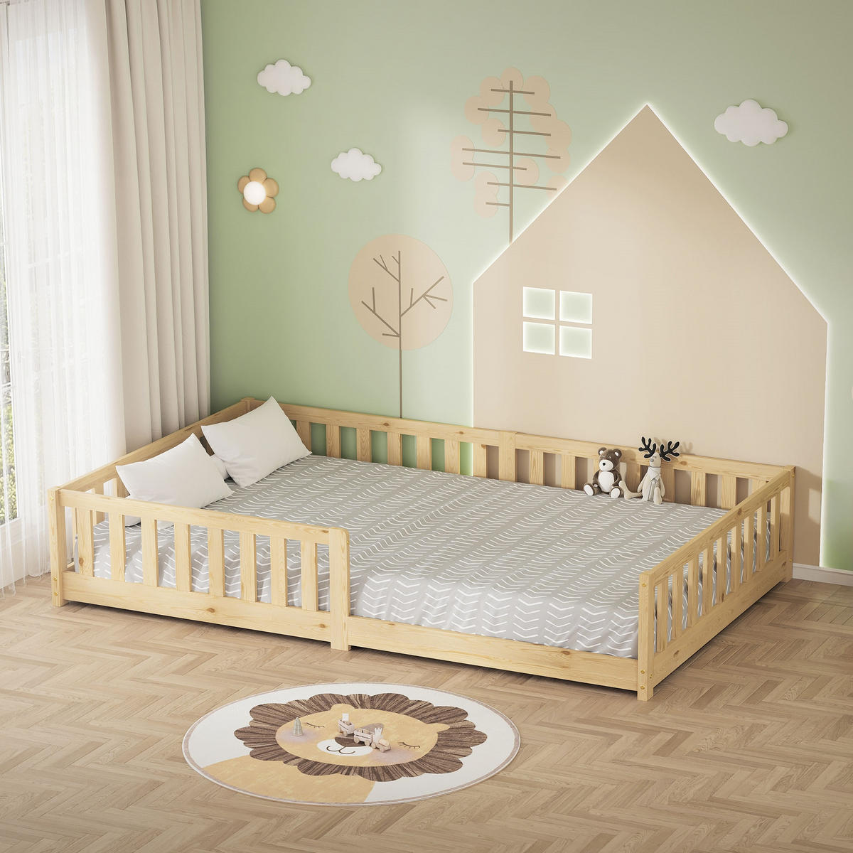 KINDERBETT 120x200 cm Natur aus Kiefernholz - Naturfarben, Holz (200/120cm) - ML-DESIGN