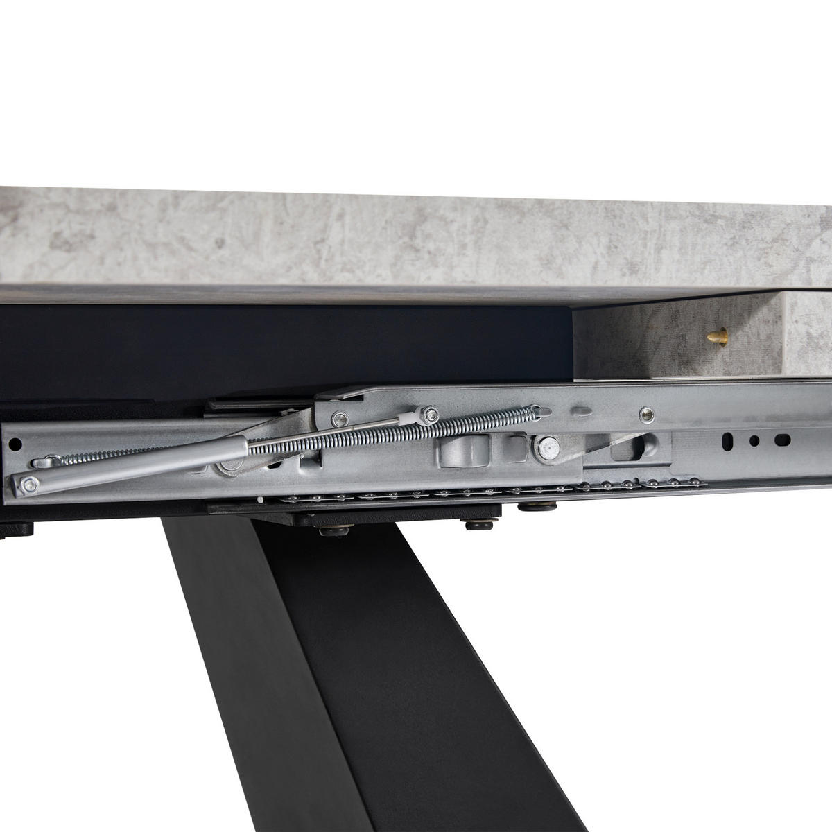 ESSTISCH 99-159x74x77 cm in Schwarz-Grau aus MDF mit Marmoroptik und höhenverstellbaren Metallbeinen - Grau, Holzwerkstoff (74/159/77cm) - Modfu