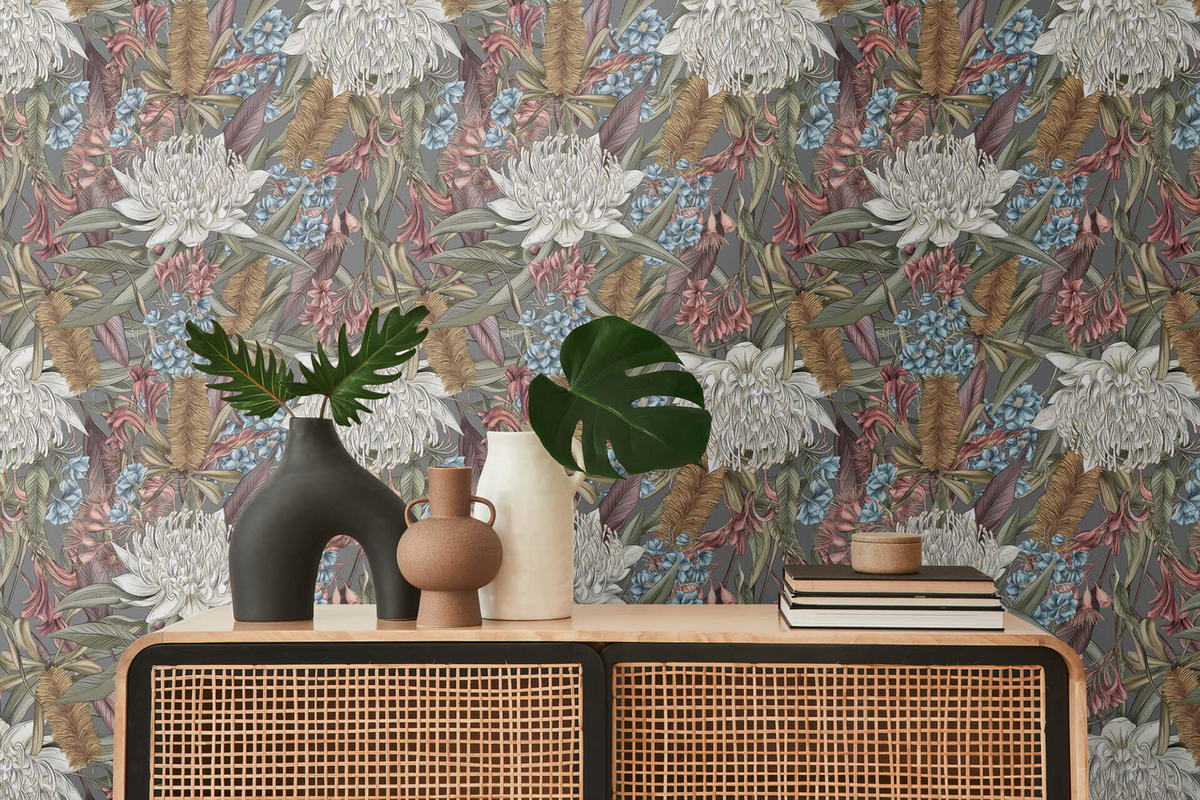 VLIESTAPETE Bunt 53/1005 cm - Grau, Textil (53/1cm) - KUNSTLOFT