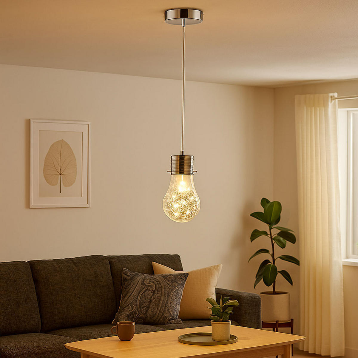 HÄNGELEUCHTE FUTURA Klar Drahtgeflecht Glas - Klar, Glas/Metall (12/12/150cm)