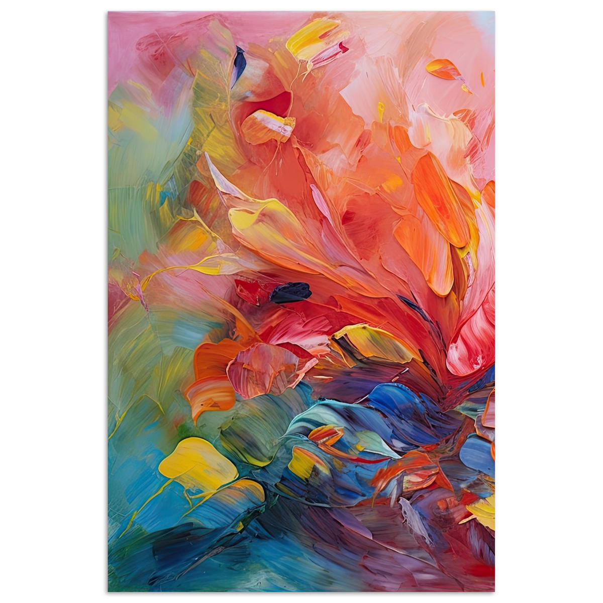 POSTER Ölgemälde - Kunst - Abstrakt - Farbenfroh 80x120 cm - Altrosa, Papier (80/120/0.1cm) - MuchoWow