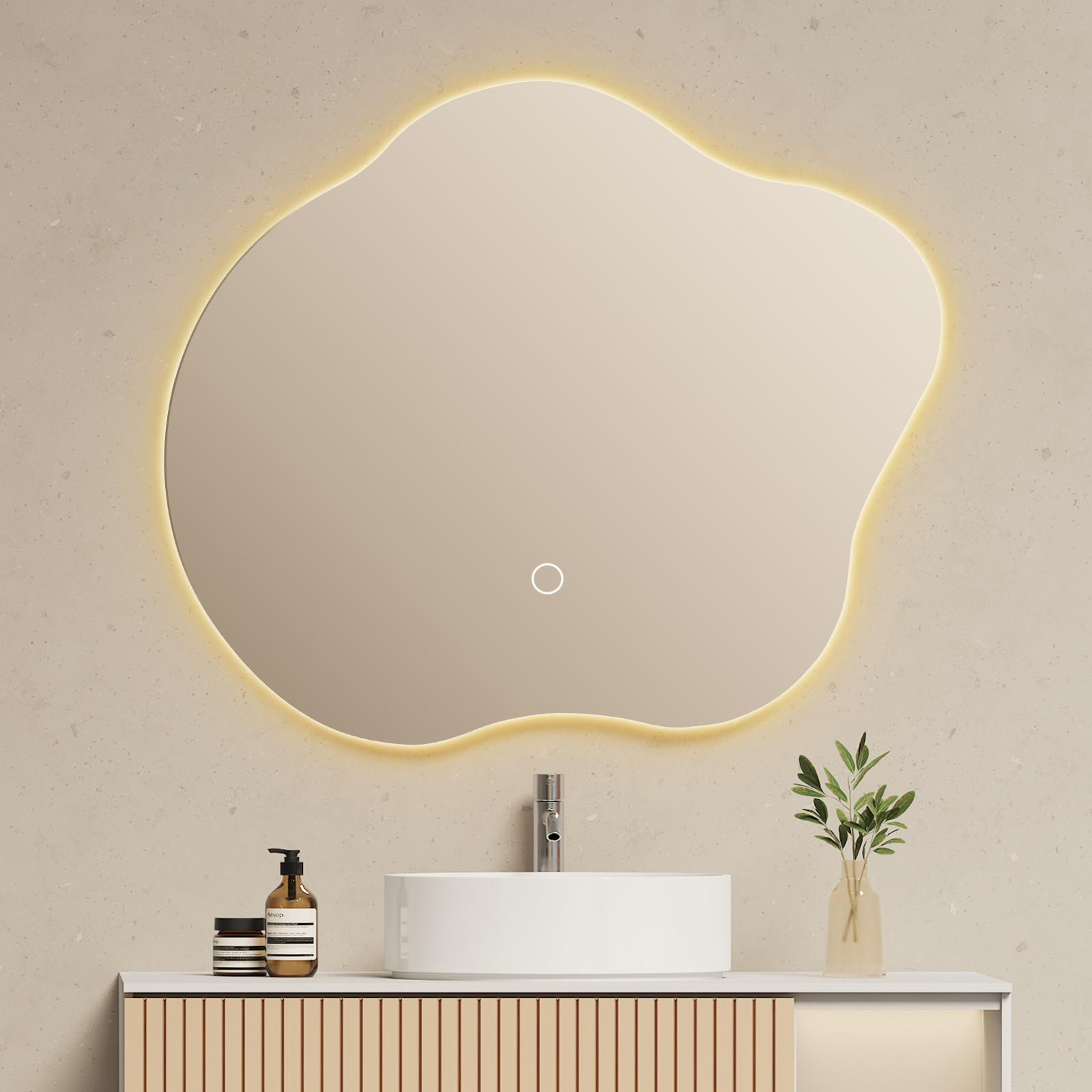 BADSPIEGEL mit Beleuchtung und Anti-Beschlag Rahmenloser 60/50 cm - Weiß, Glas (50/2.9/60cm) - EMKE