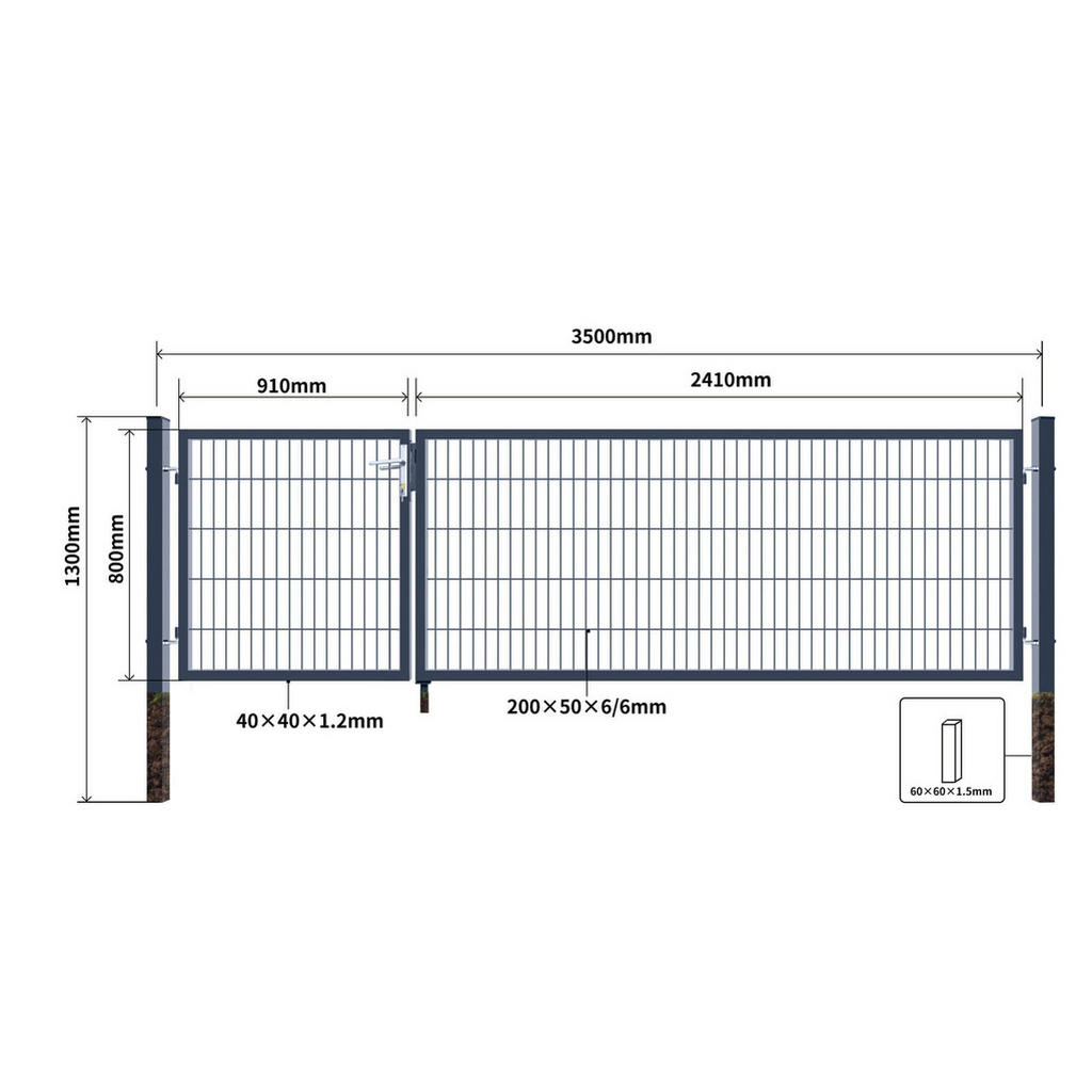 Thumbnail - Home Deluxe Gartentor, Anthrazit, Metall, 350x80 cm, Gartenzubehör