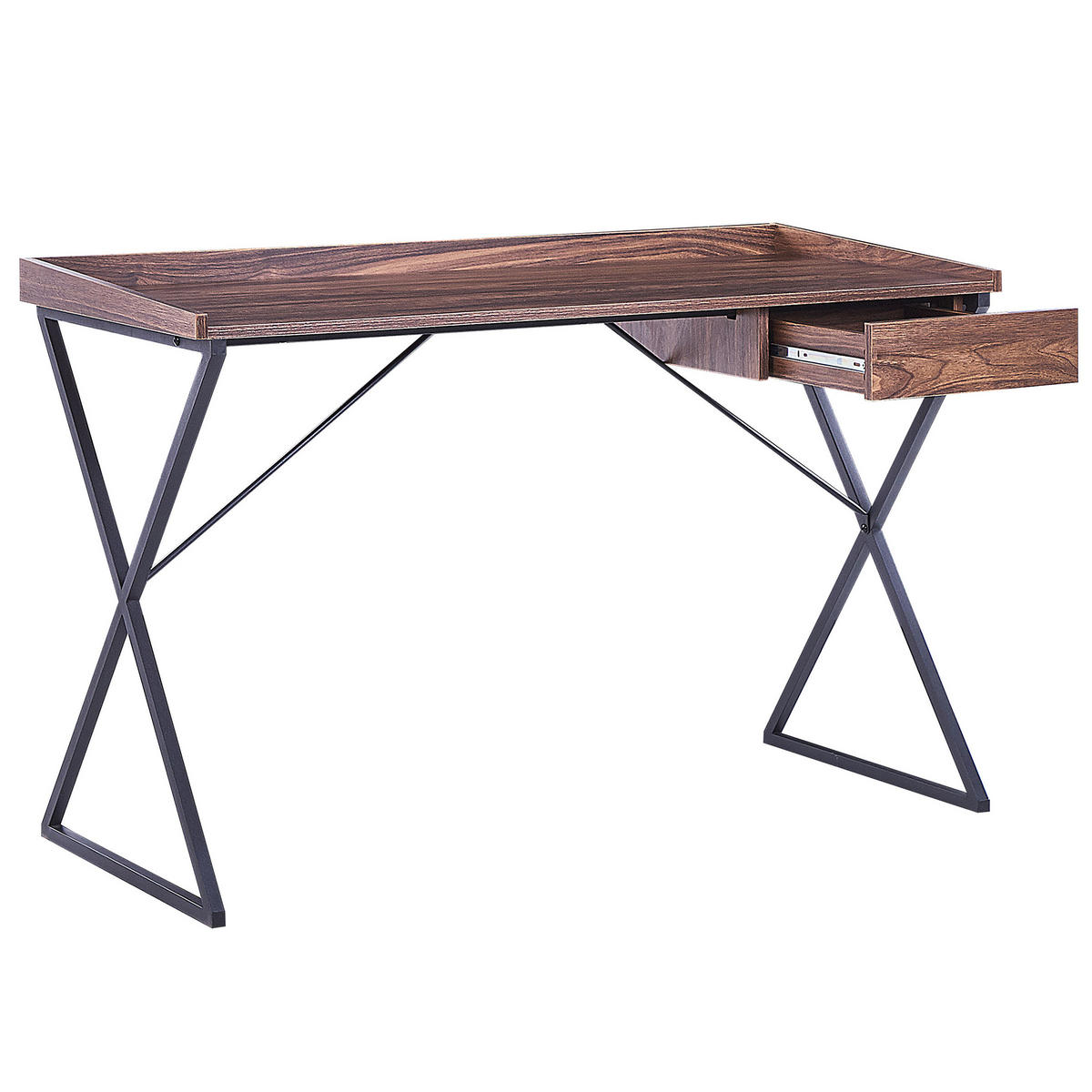 SCHREIBTISCH dunkler Holzfarbton/schwarz 120/54/79 cm Noxon - Dunkelgrau, Holzwerkstoff (54/120/79cm) - Beliani