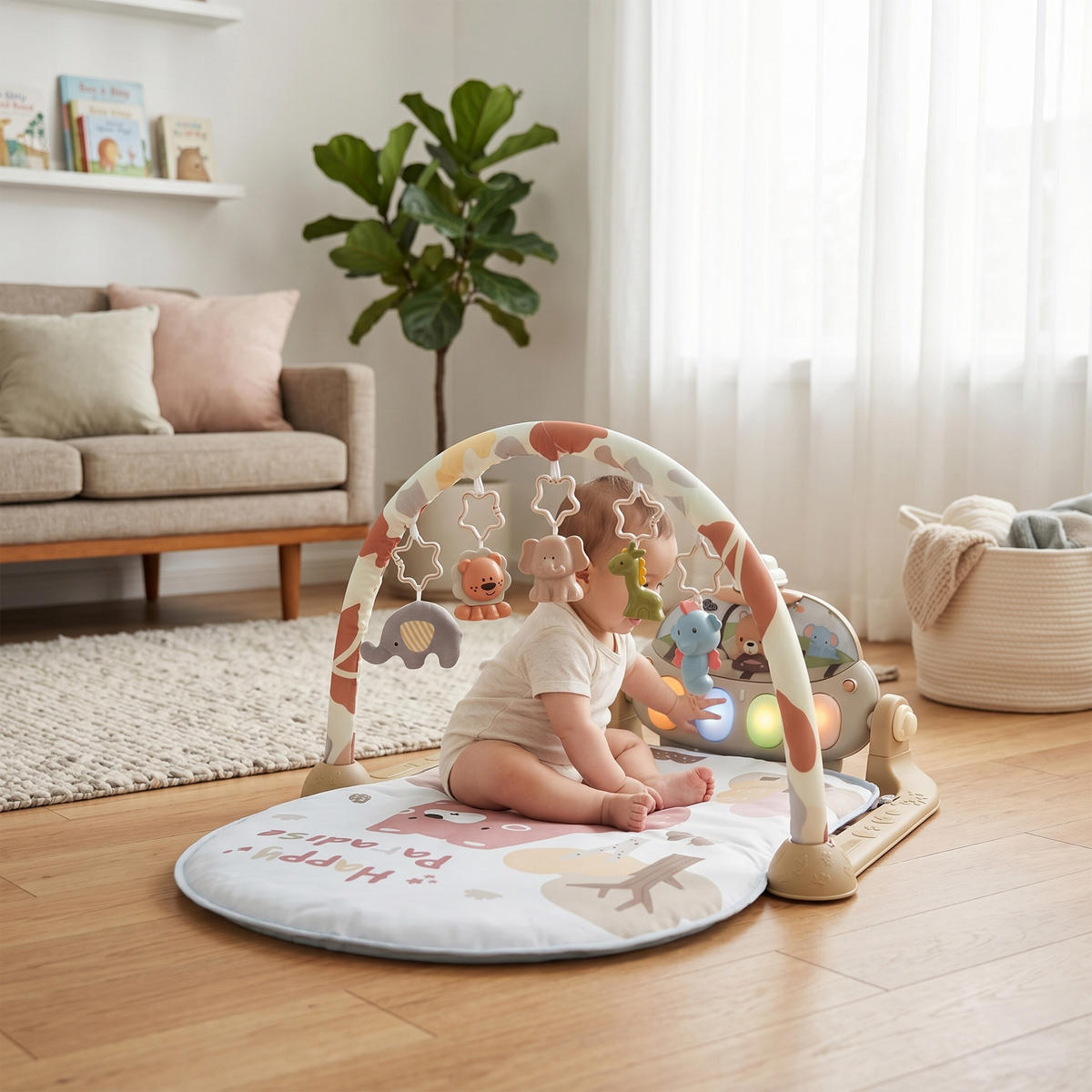 HRACÍ obl. - béžová, textil/plast (64/42/80cm) - Relaxdays