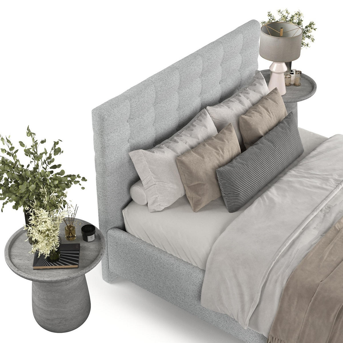 POLSTERBETT Soma 140/200 cm Hellgrau im Riva Stoff - Hellgrau/Naturfarben, Holz/Holzwerkstoff (140/200cm) - AltaBeds