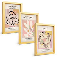 BILDER SET 3er Set - 20x30 cm Goldrahmen - Stilvolle Porträts in Pastellfarben - Goldfarben, Kunststoff (20/30cm) - TULUP