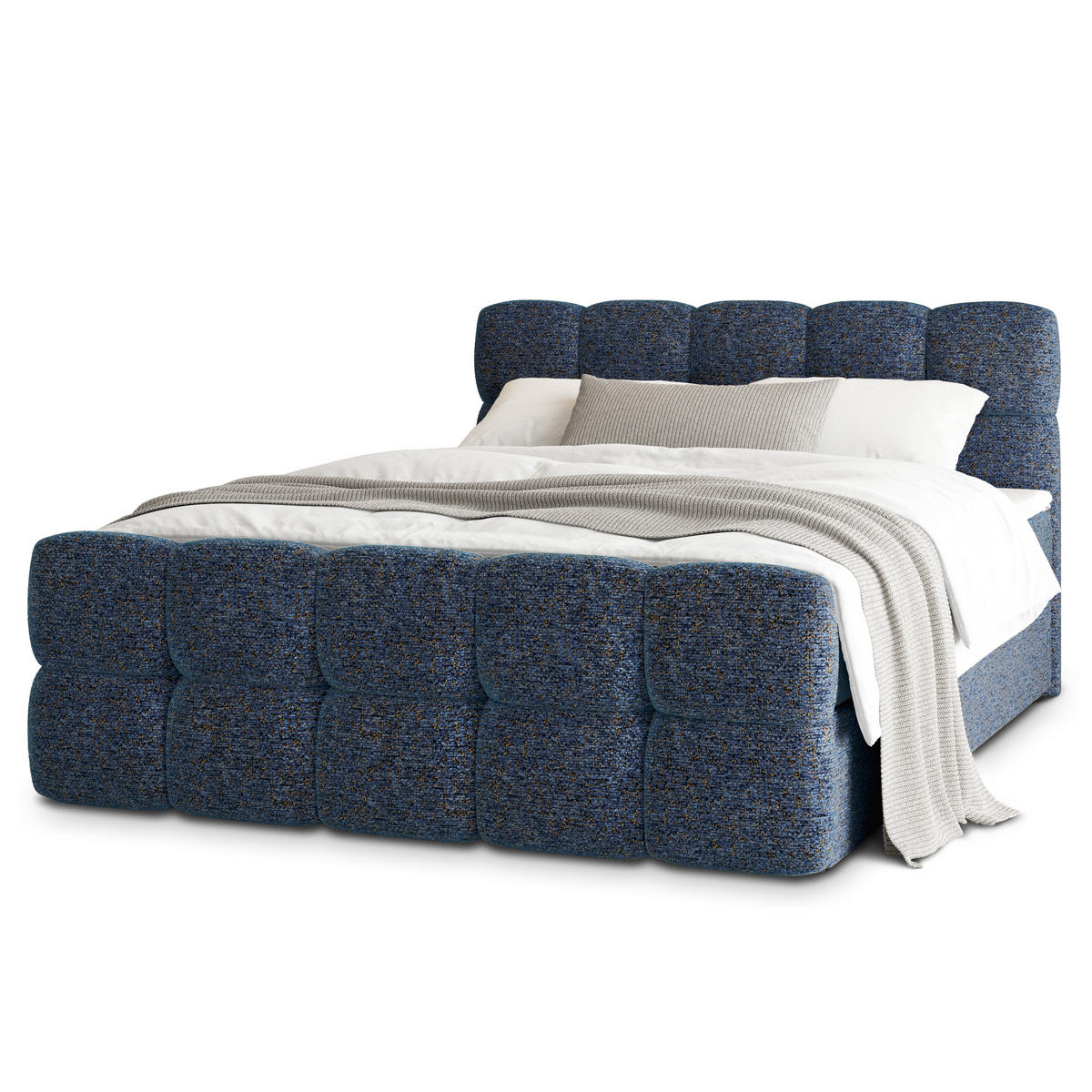 POSTEL BOXSPRING BRUME 160x200 cm, s matrací a úložným prostorem, modrá - modrá, kompozitní dřevo/textil (160/200cm) - MASSENO